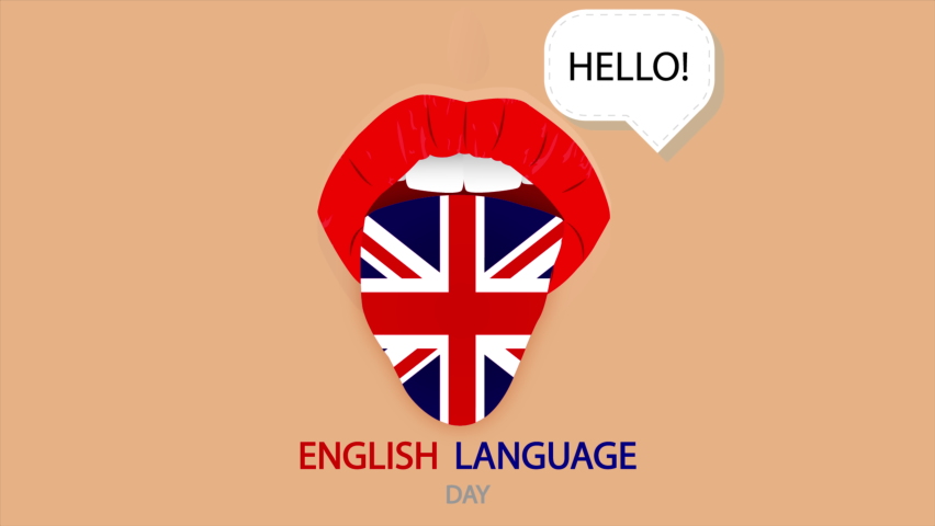 English language day flag on the language, art video illustration.