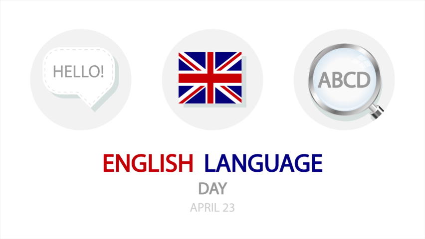 English language day April 23, art video illustration.