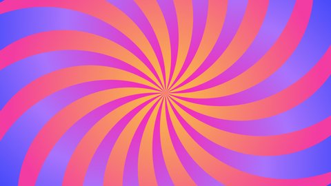 Animated abstract background. hypnotic spiral rotation. Simple gradient radial rays. pink and purple banner pop art style. sunlight, flash, sun ray. Retro Art Design. 2d motion graphics backdrop