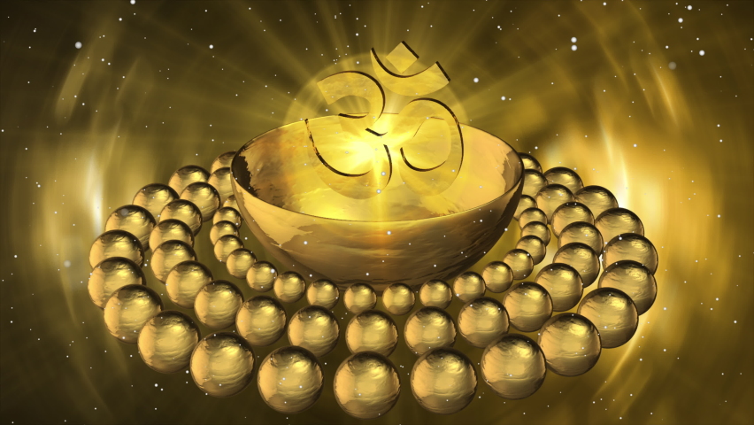 3D Animation of Tibetan Bowl and om symbol | Shutterstock HD Video #1089332377