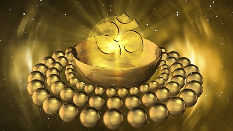 3D Animation of Tibetan Bowl and om symbol