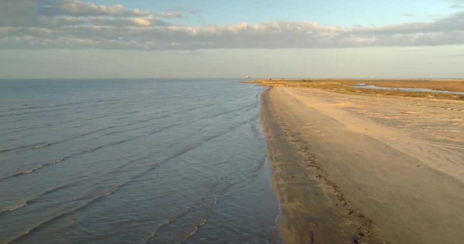 Aerial view of beach area on Galveston, Island Texas
