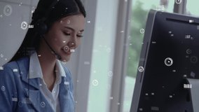 Customer support call center provide data in conceptual vision . Business and communication technology concept . - Powered by Shutterstock - Get 15% off with code: PIKWIZARD15