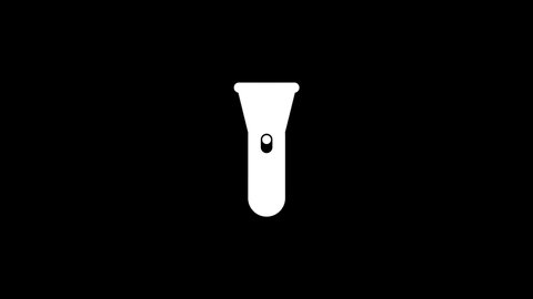 White picture of flashlight on a black background. portable flashlight. Distortion liquid style transition icon for your project. 4K video animation for motion graphics and compositing.