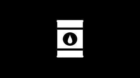 White picture of barrel on a black background. liquid storage tank. Distortion liquid style transition icon for your project. 4K video animation for motion graphics and compositing.