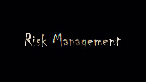 Burn text of Risk Management word. The golden shine lighting of Risk Management word loop animation promote advertising concept isolate using QuickTime Alpha Channel ProRes 4444.
