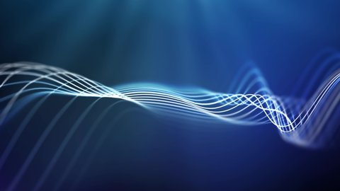 Abstract blue music wave background. Big Data sound wave illustration. Digital audio futur backround equalizer. Seamless loop 4k.