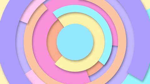Abstract motion graphics. Looped background, colorful circles, 3d rotating shapes. Geometric technology style, pastel colors, banner, backdrop, wallpaper. seamless loop stock video