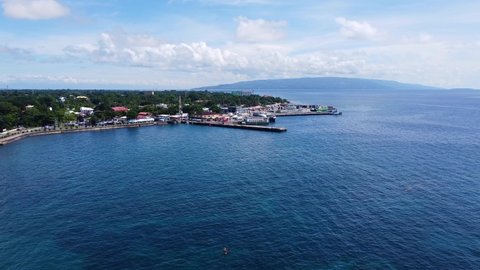 An aerial shot of Dumaguete City port (capital of Negros Oriental, Philippines).
