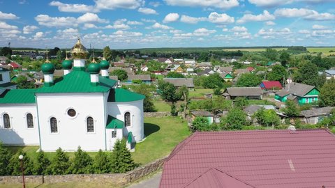 Church of the Holy Trinity in the village of Mir. Trinity Church. Settlement Mir. Grodno region, Korelichi district. Belarus. A brick church in the form of an oblong cross.