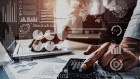 Data Analysis for Business and Finance conceptual. Graphic interface showing future computer technology of profit analytic, online marketing research and information report for business strategy. - Powered by Shutterstock - Get 15% off with code: PIKWIZARD15