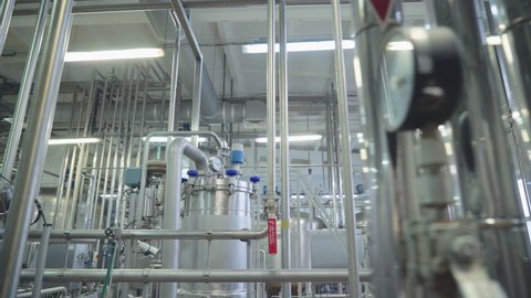 Milk Factory Overview Of Processing Machinery Production Line Workshop. Milk Production Factory Automated Processing Equipment. Milk Production Factory Manufacturing Dairy Food Process