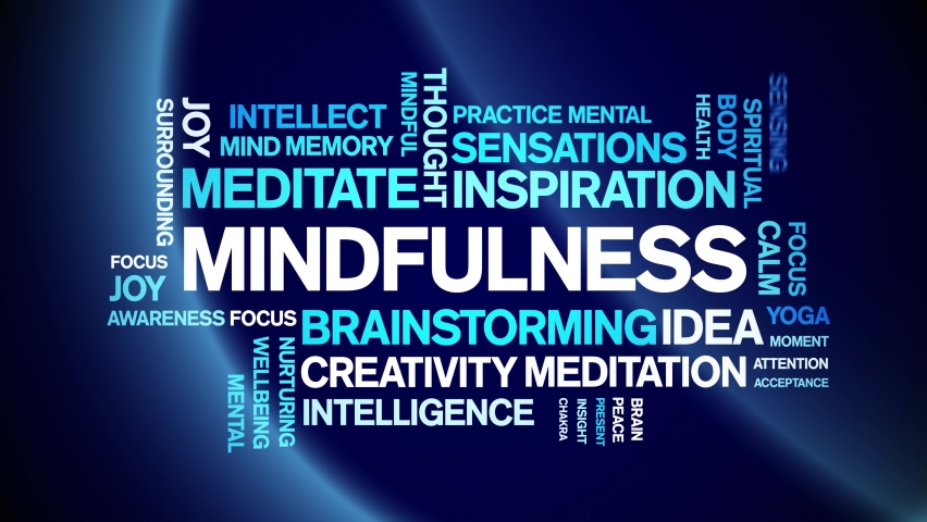 Mindfulness animated tag word cloud,text design animation kinetic typography seamless loop.  Royalty-Free Stock Footage #1089369057