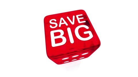 Save Big Roll Dice Take Chance Savings Sale Money 3d Animation