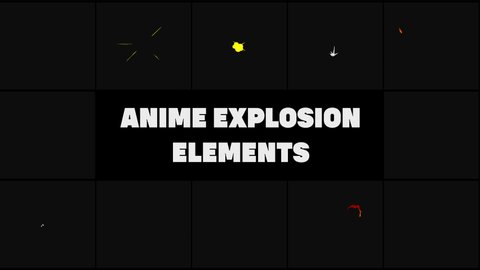 Anime Explosion Elements Motion Graphics Pack is a dynamic pack that includes a collection of colorful cartoon explotion.