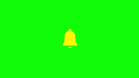 This is bell icon. Green screen yellow color bell. Bell notification template with green background.