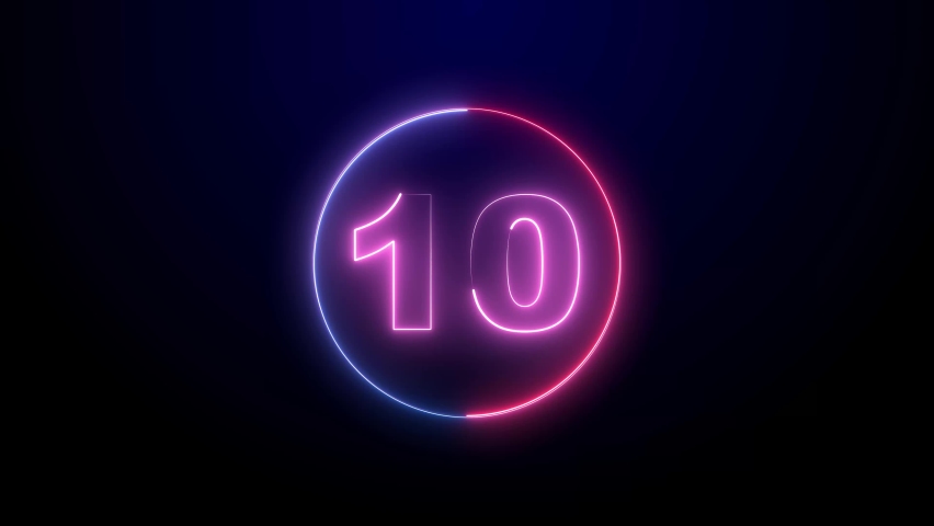 10 seconds countdown timer animation - Neon glowing countdown number Royalty-Free Stock Footage #1089393687