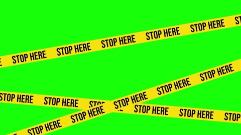 Stop Here Barricade 4K Animation, Green Screen for Chroma Key Use