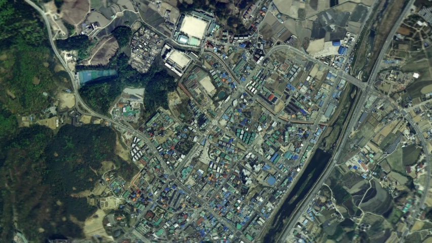 Zoom earth to the city of Phochon, South Korea from space. 3D Animation, Stock video footage., a Buildings & Landmark Video by 3D Fox Design