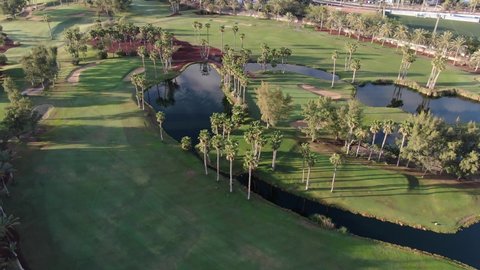 Golf course (golf field) seen from a drone