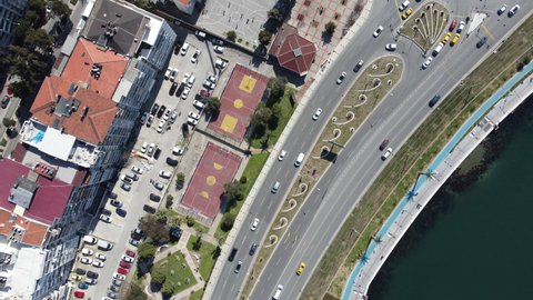 Aerial Izmir City Gulf Seaside Old Karatas Area