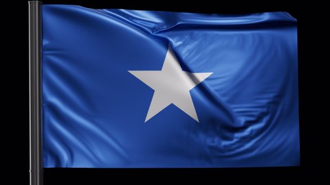 Somalia flag waving in the wind. Looped video with a transparent background (ProRes with Alpha channel)