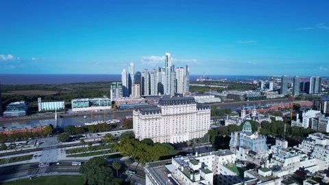 Cityscape of Town Buenos Aires Argentina. Aerial landscape of tourism landmark downtown capital city Argentina. Tourism landmark. Outdoor downtown city of Buenos Aires european style. 