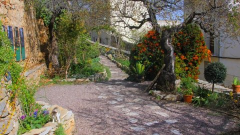 Preserved Medieval Village Of Poets Garden In Morella, Castellon Province, Spain - April 2022.