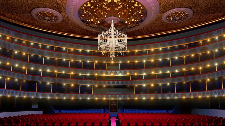Theatre inside with lights on the balcony loop