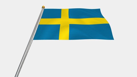 A loop video of the Sweden flag swaying in the wind from below.