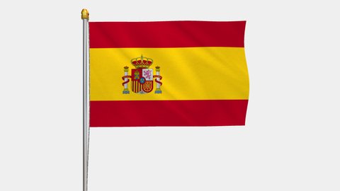 A loop video of the Spain flag swaying in the wind from a frontal perspective.