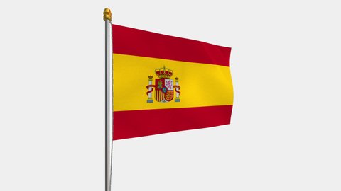 A loop video of the Spain flag swaying in the wind from the left perspective.