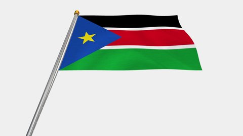 A loop video of the South Sudan flag swaying in the wind from below.