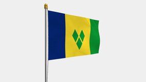 A loop video of the Saint Vincent and the Grenadines flag swaying in the wind from the left perspective.