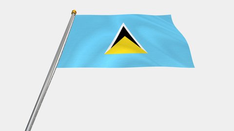A loop video of the Saint Lucia flag swaying in the wind from below.