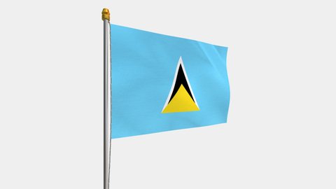 A loop video of the Saint Lucia flag swaying in the wind from the left perspective.