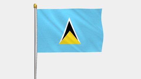 A loop video of the Saint Lucia flag swaying in the wind from a frontal perspective.