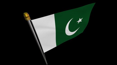 A loop video of the Pakistan flag swaying in the wind from a diagonally upper left perspective.