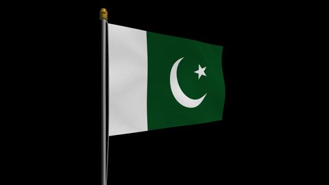 A loop video of the Pakistan flag swaying in the wind from the left perspective.