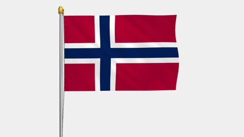 A loop video of the Norway flag swaying in the wind from a frontal perspective.