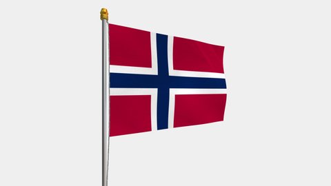 A loop video of the Norway flag swaying in the wind from the left perspective.