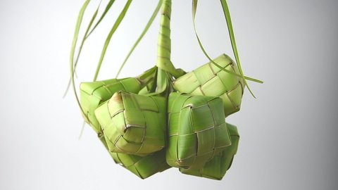 Ketupat lebaran is a typical Indonesian food during the festive season of Ketupat, Eid al-Fitr, Eid al-Adha, natural rice wrap made from young coconut leaves for cooking rice