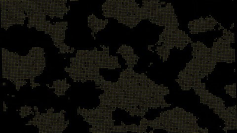Black background.Design. The dark blots appearing in the animation made in pixels spread out over the background and appear in different places.