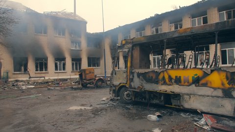 War Ukraine ruin bomb destroy village country house danger city explosion