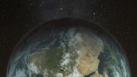 Animation of smoke arrow over globe in cosmos. universe and astronomy concept digitally generated video.