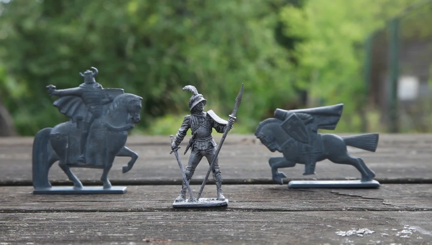 Toy soldiers knights. Retro, vintage.  Knights, warriors. USSR, Soviet Union