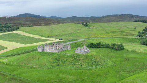 Ruthven Barracks in the Highlands of Scotland. Built in the 18th Century to combat the Jacobite Uprising in 1715. The Aviemore Mountains are the backdrop to this rugged English fort.