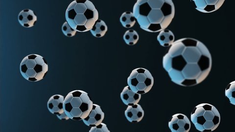 Beautiful Soccer Balls Slow Motion. Football 3d animation