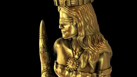 The Goddess of Fortune - rotation zoom-out - 3d animation model on a black background