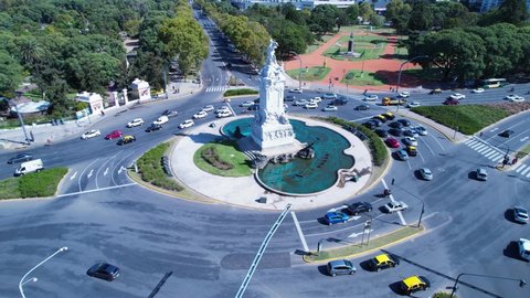 Carta Magna statue roundabout at Buenos Aires, Argentina. Stunning landscape of downtown capital city of Argentina. Tourism landmark. Outdoor downtown city of Buenos Aires Argentina. Buenos Aires City